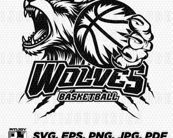 Wolves basketball svg, Wolf basketball svg, Wolves svg, Wolf svg, Wolves basketball png, Wolves mascot svg, Cricut designs Wolves school svg