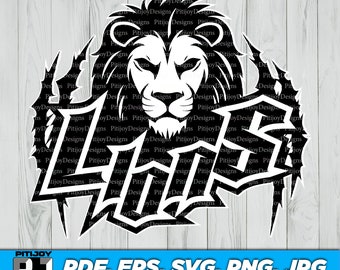 Lion svg, Lions svg, Lions scratches svg, Lions Pride football mom, Lions School Spirit, Lions Mascot svg, Lion Claws Marks png Lions Cheer