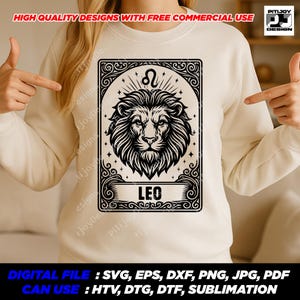 Lion du zodiaque Svg, conception vintage de tête de Lion de Style tarot, signe astrologique Png Eps Pdf pour Cricut et sublimation – téléchargement numérique