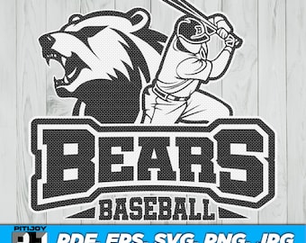 Bears baseball svg, Bear baseball svg, Bears svg, Bear svg, Bears mascot svg, Bears svg files, Bears mascot png, Cricut designs, Bears logo
