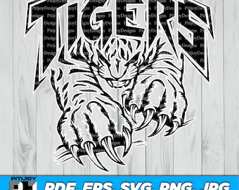 Tigers svg, Tiger svg, Tigers mascot svg, cricut silhouette files, Tigers png, Tigers school spirit svg, Tigers logo, Tigers sports shirt