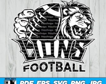 Lion Football Svg, Lions Svg, Football Svg, Lion Mascot Svg, Lion spirit svg, Lions Svg, Digital file Download, pdf, eps, png, jpg
