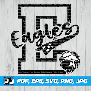 Mascota de las Águilas SVG, Espíritu escolar SVG, Clipart de las Águilas, Logotipo del equipo deportivo, Diseño de camiseta de las Águilas, Logotipo de mascota, Descarga instantánea Svg, Png y etc.