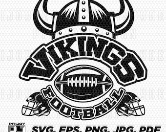 Może przedstawiać: Czarno-biała ilustracja wikinga w hełmie z rogami, piłką nożną i napisem "VIKING FOOTBALL".