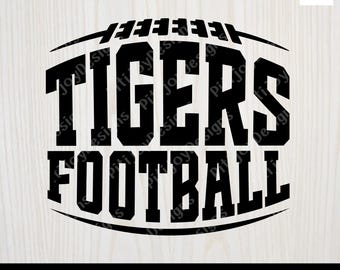Tigers Football SVG, Team Mascot Sport Logo, High School College Football Design, Schneidedatei für Cricut Silhouette