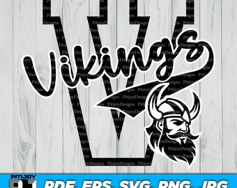 Vikings Mascot SVG, School Spirit SVG, Vikings Clipart, Sports Team Logo, Vikings T-Shirt Design, Mascot Logo, Instant Download Svg and Etc