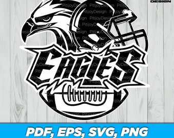 Eagles Football Team Mascot Design for Custom T-Shirts, Posters, Bird Football, Sports Merchandise - SVG, EPS, PDF, Png Digital Download