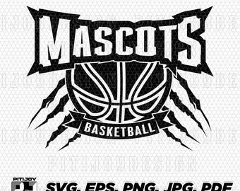 Maskotnamn basketlag svg, ditt lag maskot svg, basket svg, skolanda svg, digital filnedladdning, jpg, png, eps, pdf