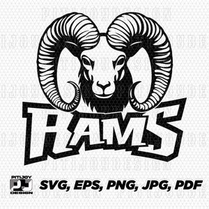 Rams svg, Rams svg, Rams Maskottchen svg, Rams Logo png Digital Cut File, Schule Stolz SVG Cricut und Silhouette Sport Rams png jpg, Rams jpg