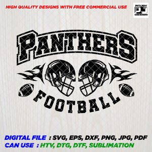 Panthers SVG, Panther SVG, Digital Cut File for Cricut and Silhouette, School Spirit Football Shirt Design, Perfect for Dtg, Dtf, Htv
