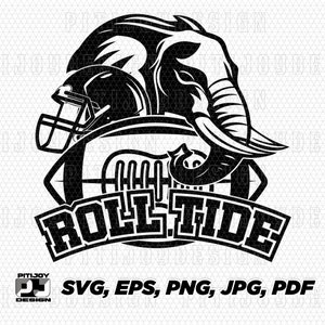 Alabama Roll Tide Crimson Tide Bama Elefant SVG, Roll Tide SVG, sofortiger digitaler Download, svg und png Dateien perfekt für Kunsthandwerk und Designs.