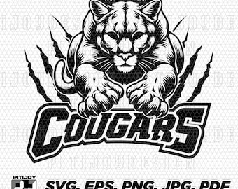 Cougars svg, Cougar svg, Cougar mascot SVG, Cougar logo svg Cougar png, Cougar school logo svg, Cougars school spirit png, Cricut svg