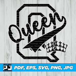 Queen Mascot SVG, School Spirit SVG, Queen Clipart, Sports Team Logo, Queen T-Shirt Design, Mascot Logo, Instant Download Svg,Png and Etc