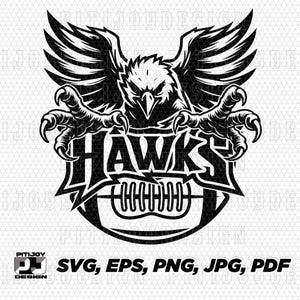 Hawks football svg, Hawk football svg Hawks football png Hawks svg Hawk svg Hawks mascot png Hawks school design svg Cricut project svg file