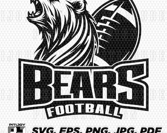 Bears football svg, Bear football svg, Bears svg, Bear svg, sports, cricut and silhouette files, Bears png, sports jerseys, football logo