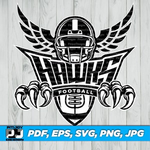 Hawks Football Team Mascot Design for Custom Apparel and Merchandise, Team Spirit and Branding - PDF, EPS, SVG, Png, Jpg Digital Download
