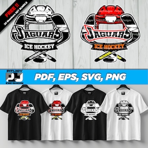 Jaguars ice hockey Team Mascot Design for Custom Apparel, Perfect for Team Spirit, Free 30 Team Number - PDF, EPS, SVG, Png Digital Download