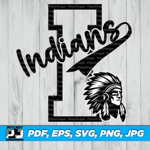 Indians Mascot SVG, School Spirit SVG, Indians Clipart, Sports Team Logo, Indians T-Shirt Design, Mascot Logo, Instant Download Svg and Etc