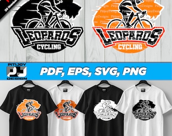 Conception de mascotte d'équipe cycliste léopards pour des vêtements personnalisés, parfait pour l'esprit d'équipe, 30 numéros d'équipe gratuits - Téléchargement numérique PDF, EPS, SVG, Png