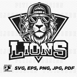 Lions svg, Lion svg, Lions mascot svg, cricut silhouette files, Lions png, Lions school spirit svg, Tigers logo, Lions sports shirt