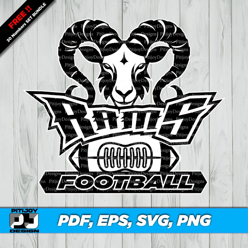 Rams Football Team Mascot Design for Custom Apparel, Perfect for Team ...