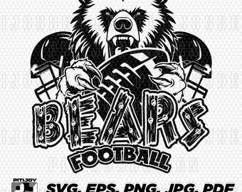 Bears Football Team Mascot Design for Custom Apparel, Bold and Intimidating, Perfect for Team Spirit - PDF, EPS, SVG, Png Digital Download