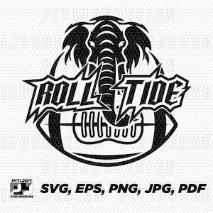 Alabama Roll Tide Crimson Tide Bama Elefant SVG, Roll Tide SVG, sofortiger digitaler Download, svg und png Dateien perfekt für Kunsthandwerk und Designs