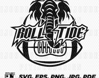 Alabama Roll Tide Crimson Tide Bama Elefant SVG, Roll Tide SVG, sofortiger digitaler Download, svg und png Dateien perfekt für Kunsthandwerk und Designs