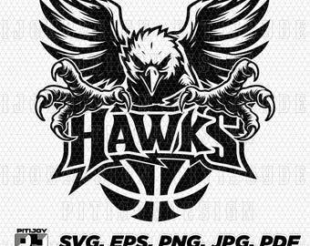 Hawks basketball svg, Hawk basketball svg, Hawks basketball png, Hawks svg, Hawk svg, Hawks mascot svg, Hawks mascot png, Cricut designs