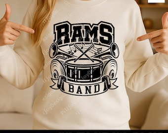 Rams band svg, school marching band clipart for cricut dtf htv