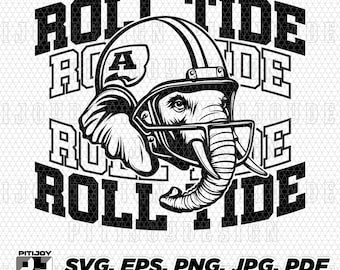 Alabama Roll Tide Crimson Tide, Bama Elefant SVG, Roll Tide SVG, sofortiger digitaler Download, svg & png -Dateien perfekt für Kunsthandwerk und Designs