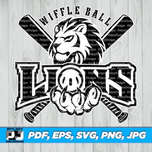 Lions Wiffle Ball Team Mascot - Wiffle Ball SVG, Wiffle Ball Design for T-Shirts and Merchandise - SVG, EPS, and Other Digital Downloads