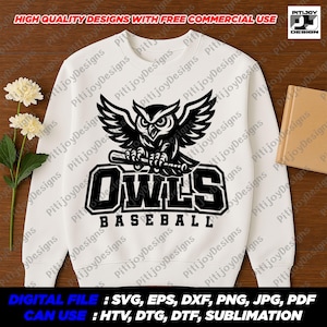 Owls baseball svg Owl baseball svg Owls svg Owl svg Owls baseball png Cricut designs Cricut svg Owls mascot svg Owls logo svg school spirit