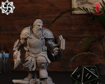 Dwarf Warrior | Fantasy Tabletop Miniature - 28MM - 100MM | Dungeons and Dragons DND