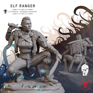 Elf Ranger | Fantasy Tabletop Miniature - 28MM - 100MM | Dungeons and Dragons DND