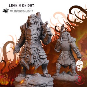 Leonin Knight | Fantasy Tabletop Miniature - 28MM - 100MM | Dungeons and Dragons DND