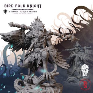 Birdfolk Knight | Fantasy Tabletop Miniature - 28MM - 100MM | Dungeons and Dragons DND