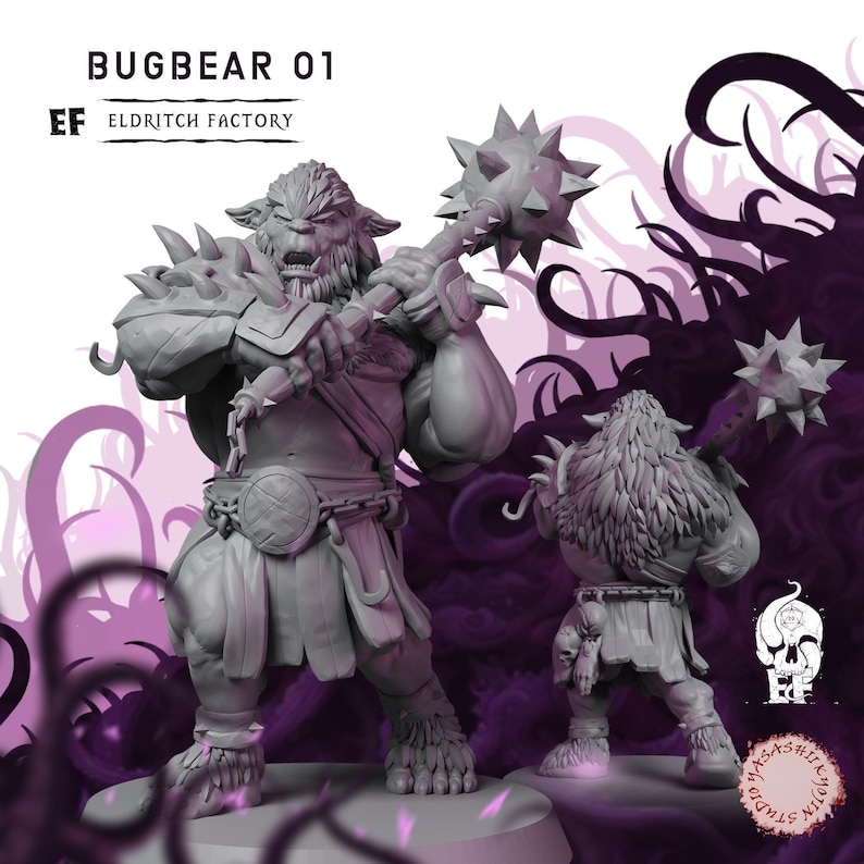 Bugbears | Beast Miniature | High-Detail Resin Mini | DnD Tabletop RPG Bugbear A