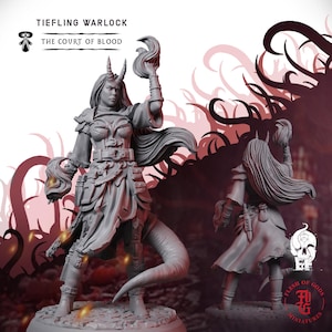 Tiefling Warlock | Fantasy Tabletop Miniature - 28MM - 100MM | Dungeons and Dragons DND