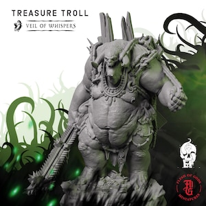 Treasure Troll | Fantasy Tabletop Miniature - 28MM - 54MM | Dungeons and Dragons DND