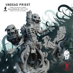 Undead Priest | Fantasy Tabletop Miniature - 28MM - 100MM | Dungeons and Dragons DND