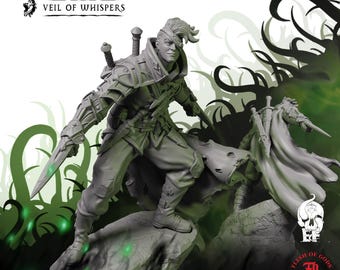 Mensch Schurke | Humanoide Miniatur | High-Detail Harz Mini | D&D Tabletop Rollenspiel