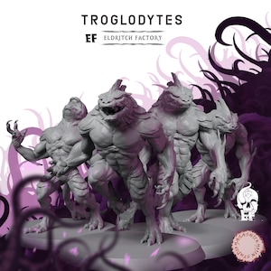 Troglodytes | 3D Printed Fantasy Tabletop Miniatures - 28MM - 100MM| Dungeons and Dragons DND