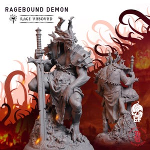 Ragebound Demon | Fantasy Tabletop Miniature - 28MM - 100MM | Dungeons and Dragons DND