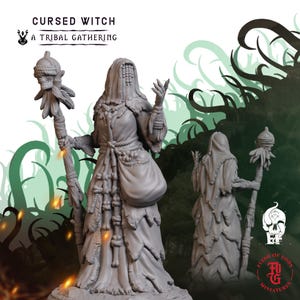 Cursed Witch | Fantasy Tabletop Miniature - 28MM - 100MM | Dungeons and Dragons DND