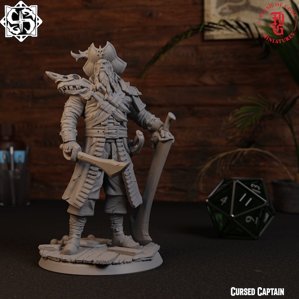 Capitaine maudit | Miniature de table fantaisie - 28 mm - 100 mm | Donjons et Dragons MDN