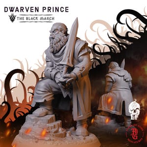 Dwarven Prince | Fantasy Tabletop Miniature - 28MM - 100MM | Dungeons and Dragons DND