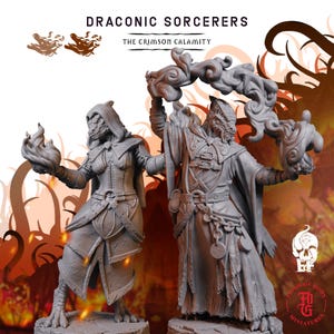 Draconian Sorcerers | 3D Printed Fantasy Tabletop Miniatures - 28MM - 100MM| Dungeons and Dragons DND