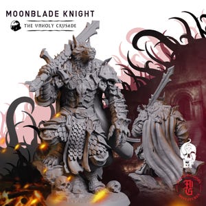 Moonblade Knight | Fantasy Tabletop Miniature - 28MM - 100MM | Dungeons and Dragons DND