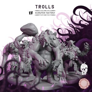 Trolls | 3D Printed Fantasy Tabletop Miniatures - 28MM - 75MM| Dungeons and Dragons DND